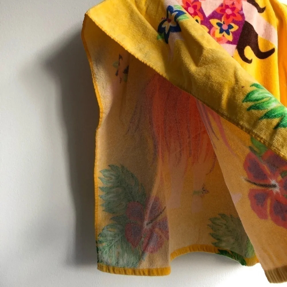 Yellow Hula Girl Floral Swim Towel Cover Up with Hood 🌺